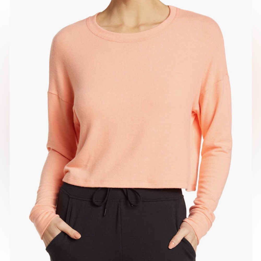 BEYOND YOGA NWT BRUSHED UP CROPPED SWEATSHIRT ORANGE SUNSET LARGE